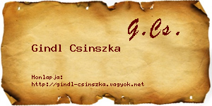 Gindl Csinszka névjegykártya